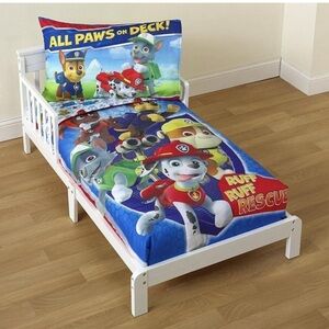 Paw Patrol🐾All Paws on Deck Reversible Comforter & Sheet Set fits Toddler Bed